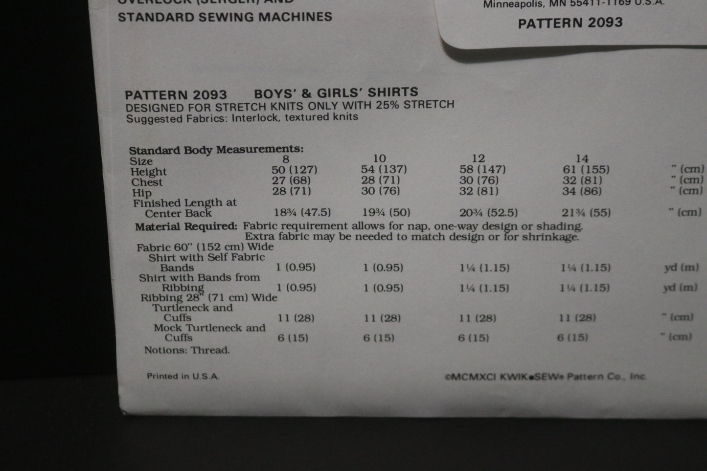 Kwik Sew 2093 Boys and Girls Shirts Sewing Pattern UNCUT Size 8 10 12 14