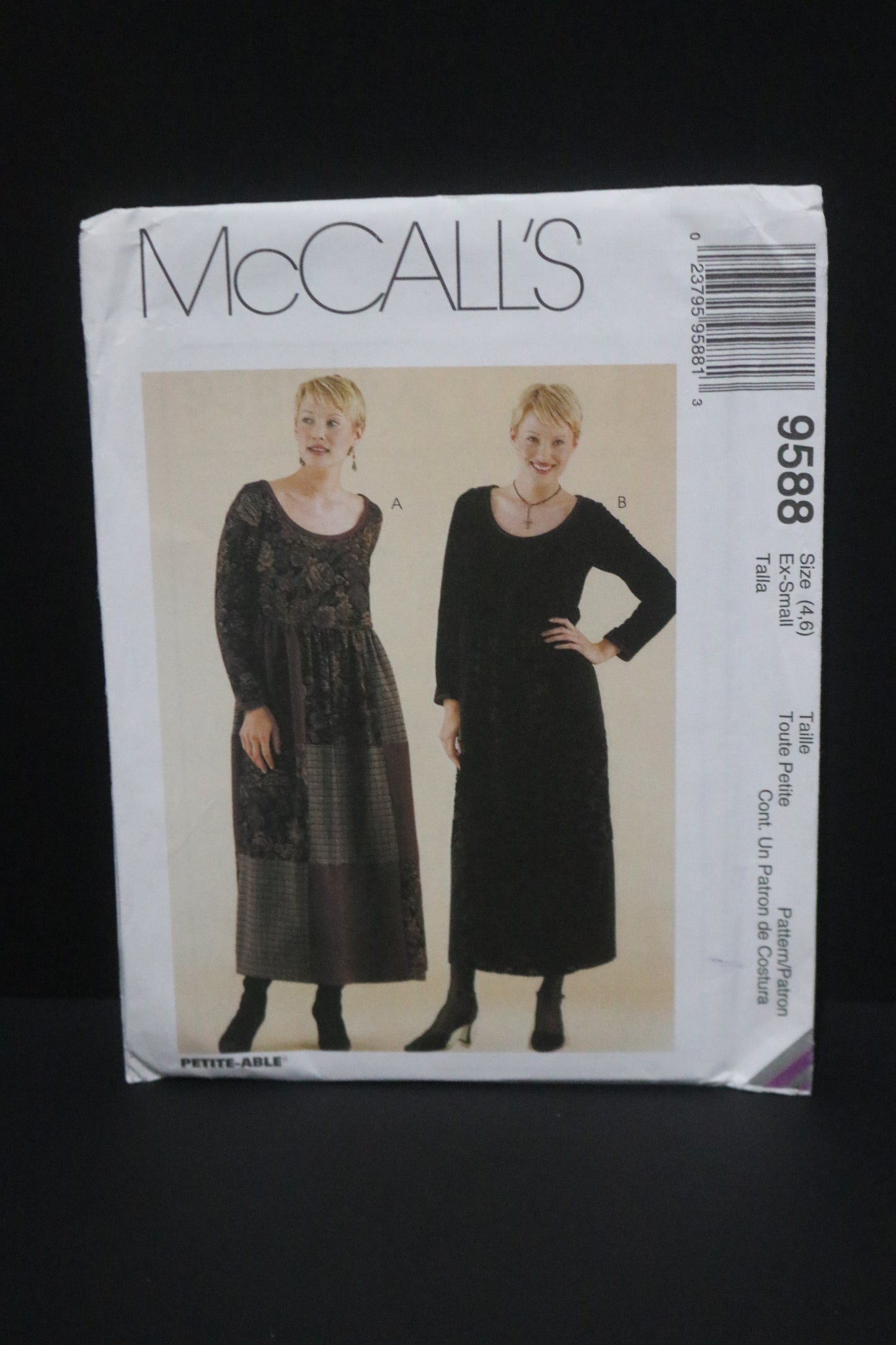 McCalls 9588 Misses Dresses Sewing Pattern - UNCUT - Size Ex-Small