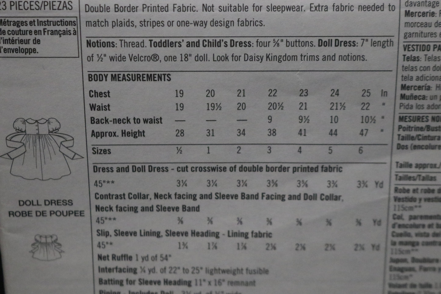 Simplicity 9917 Daisy Kingdom Childs and Toddlers Dress and Doll Dress for 18" Doll Sewing Pattern - UNCUT - Size 1/2 1  2