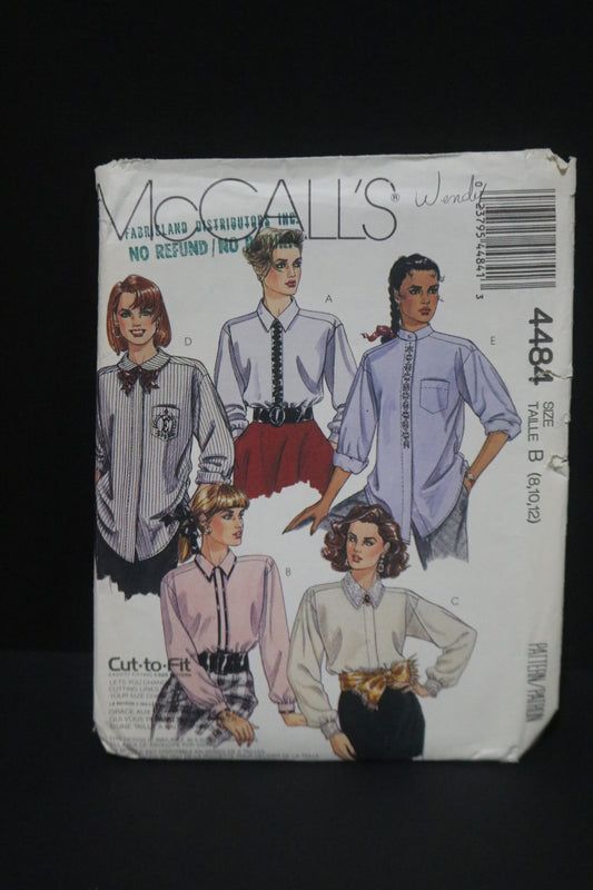 McCalls 4484 Misses Shirt Sewing Pattern UNCUT - Size 8 10 12