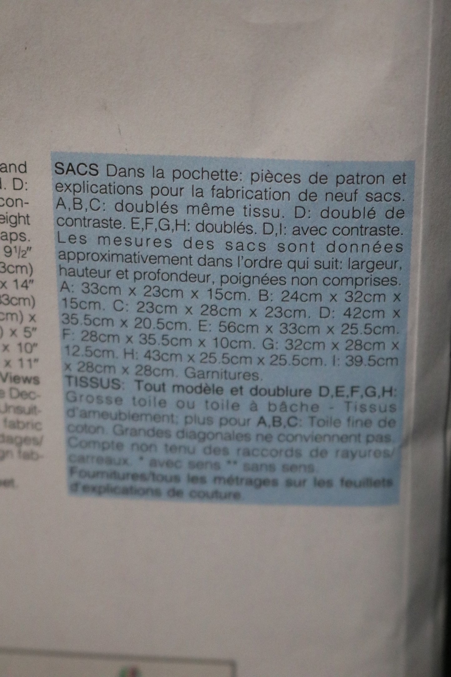 Butterick 4365 Tote Bags Sewing Pattern - UNCUT