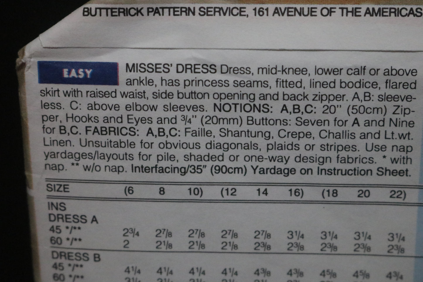 Butterick 3306 Diane Von Furstenberg Misses Dress Sewing Pattern - UNCUT - Size 6 8 10