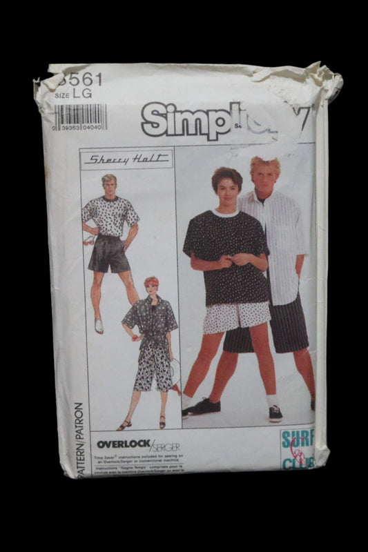 Simplicity 8561 Sherry Holt Surf Club Misses Mens or Teen Boys Easy to Sew Pull on Pants and Shorts and Very Loose Fitting Shirt and Top Sewing Pattern UNCUT Large