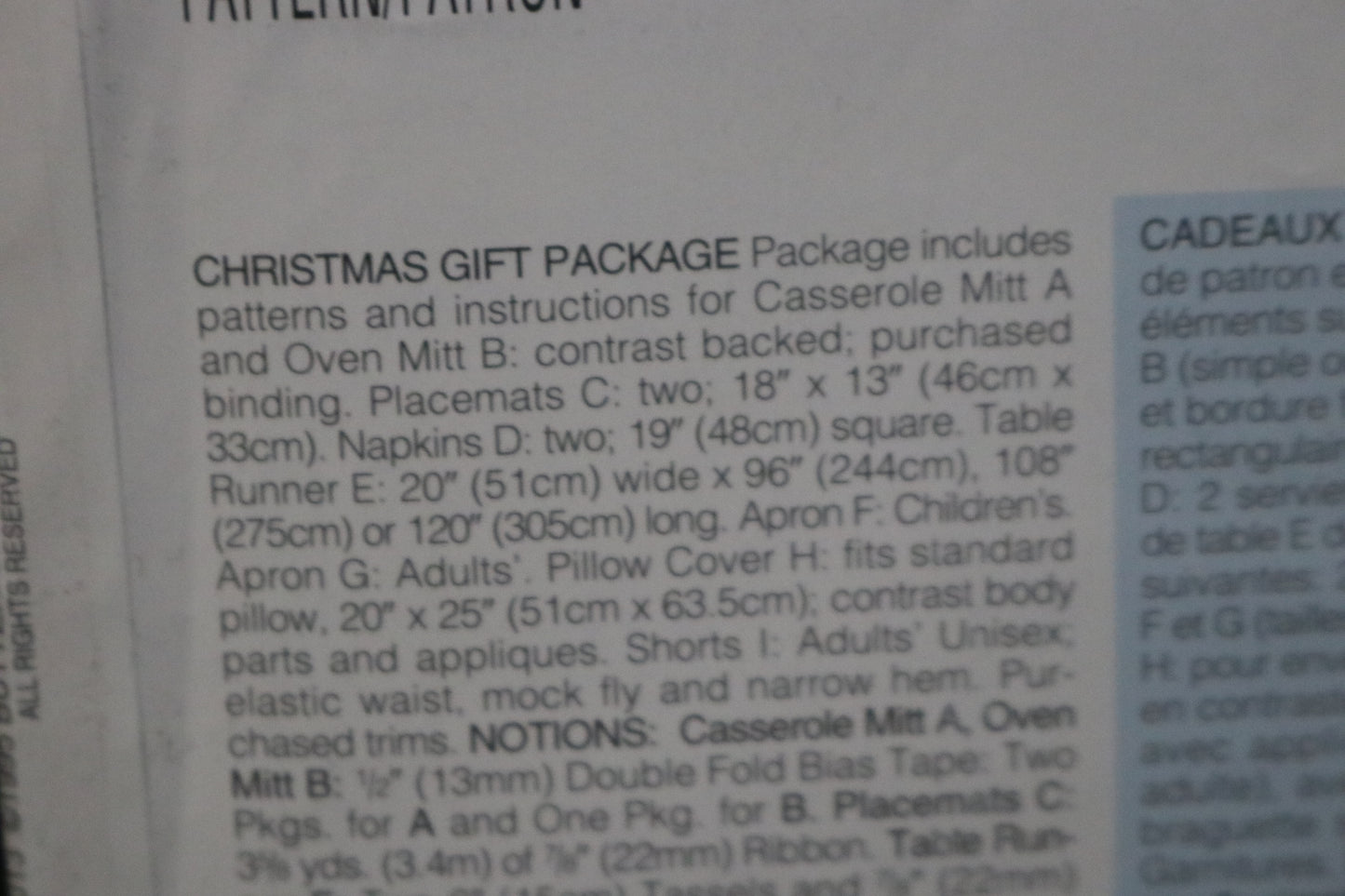 Butterick 4119 Christmas Gift Package Sewing Pattern - UNCUT - Apron, Oven Mitts, Placemat, Boxers and more