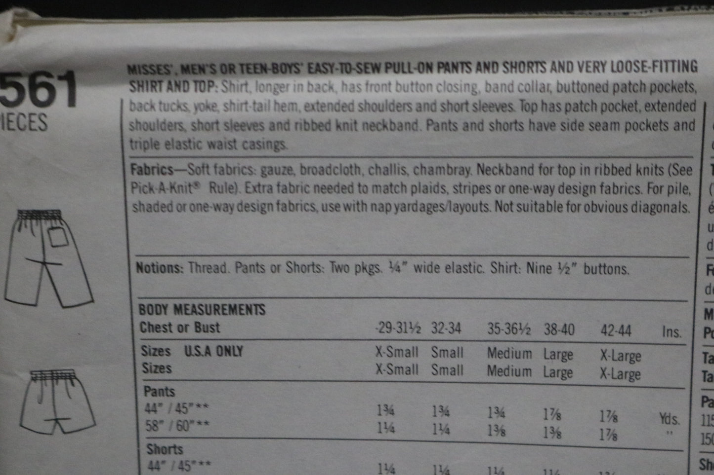 Simplicity 8561 Sherry Holt Surf Club Misses Mens or Teen Boys Easy to Sew Pull on Pants and Shorts and Very Loose Fitting Shirt and Top Sewing Pattern UNCUT Large