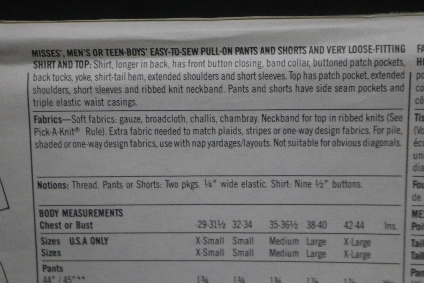 Simplicity 8561 Sherry Holt Surf Club Misses Mens or Teen Boys Easy to Sew Pull on Pants and Shorts and Very Loose Fitting Shirt and Top Sewing Pattern UNCUT Large