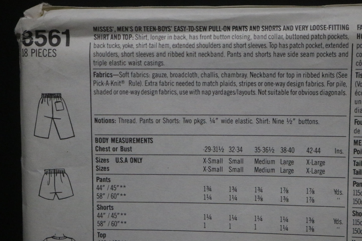 Simplicity 8561 Sherry Holt Surf Club Misses Mens or Teen Boys Easy to Sew Pull on Pants and Shorts and Very Loose Fitting Shirt and Top Sewing Pattern UNCUT Large