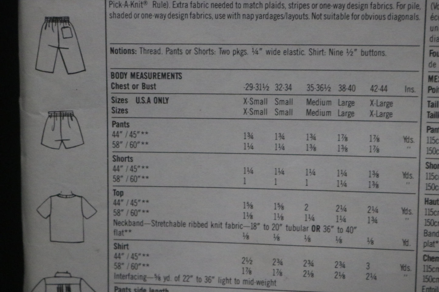 Simplicity 8561 Sherry Holt Surf Club Misses Mens or Teen Boys Easy to Sew Pull on Pants and Shorts and Very Loose Fitting Shirt and Top Sewing Pattern UNCUT Large