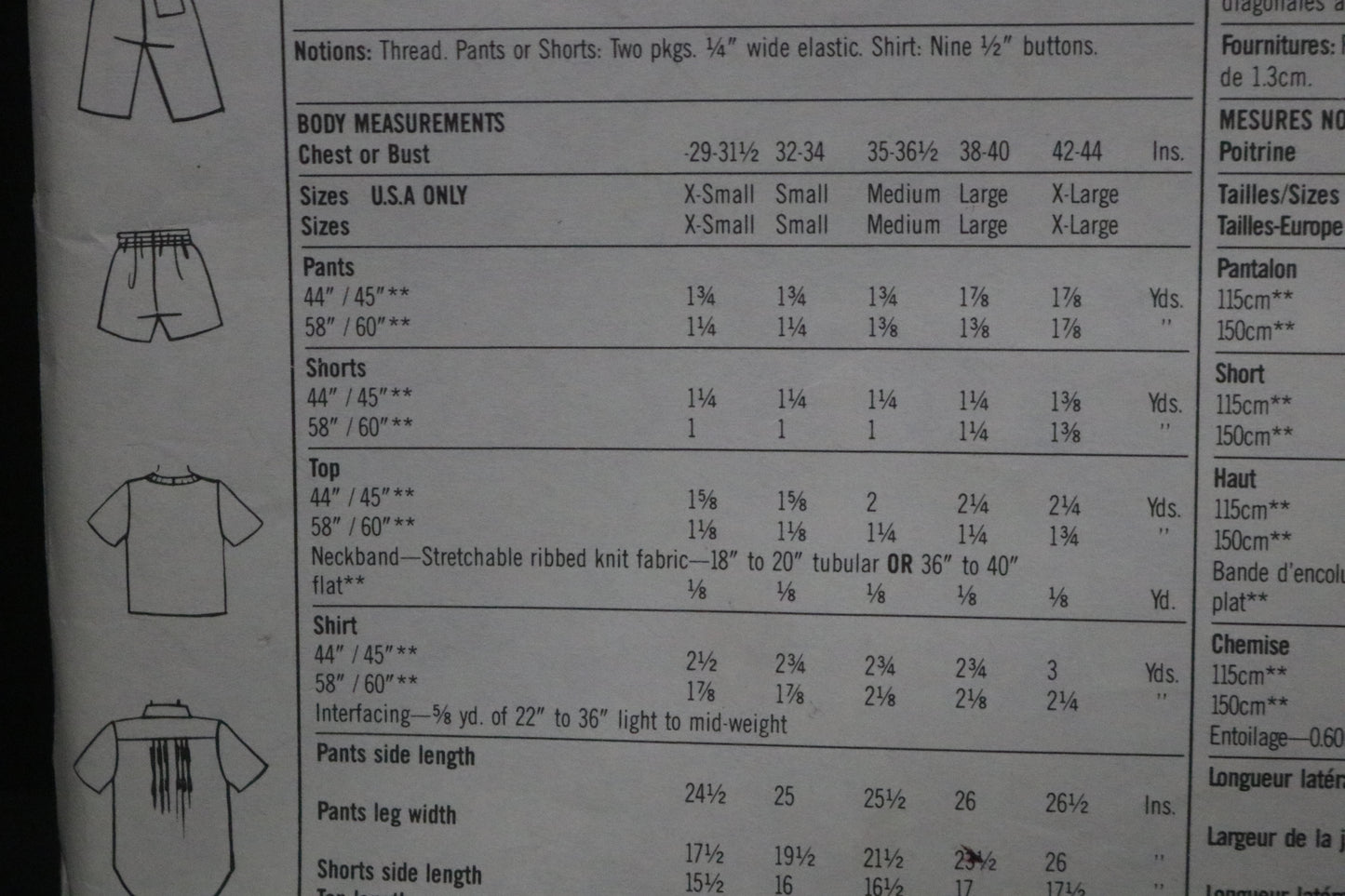 Simplicity 8561 Sherry Holt Surf Club Misses Mens or Teen Boys Easy to Sew Pull on Pants and Shorts and Very Loose Fitting Shirt and Top Sewing Pattern UNCUT Large