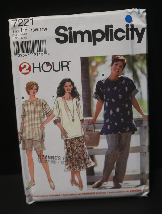 Simplicity 7221 Womens Top Pants Shorts and Skirt Sewing Pattern UNCUT -Size 18W - 23W or Size 26W - 32W