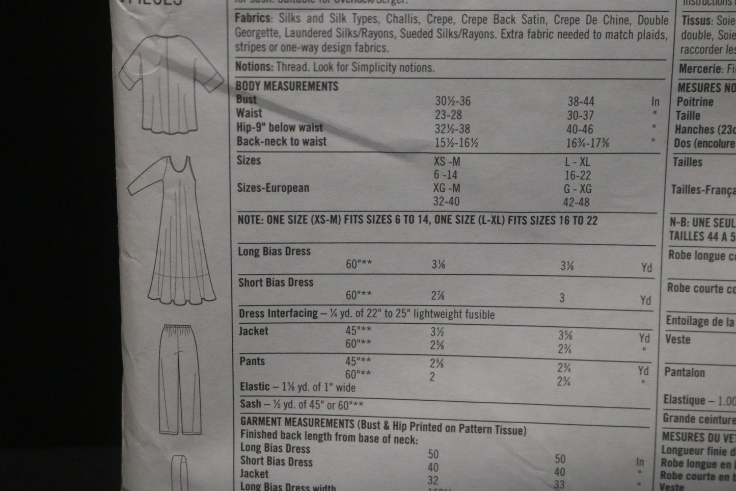 Simplicity 8171 Misses Dress Jacket Pants and Sash Sewing Pattern UNCUT Size L - XL