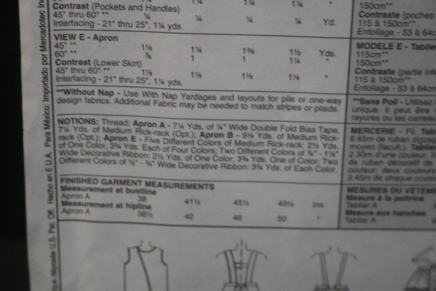 McCalls 2811 Misses Aprons Sewing Pattern - UNCUT Size Sml Med Lrg Xlg