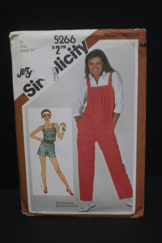 Simplicity 5266 Misses Jiffy Pull on Jumpsuit in Two Lengths Sewing Pattern - UNCUT Size 10