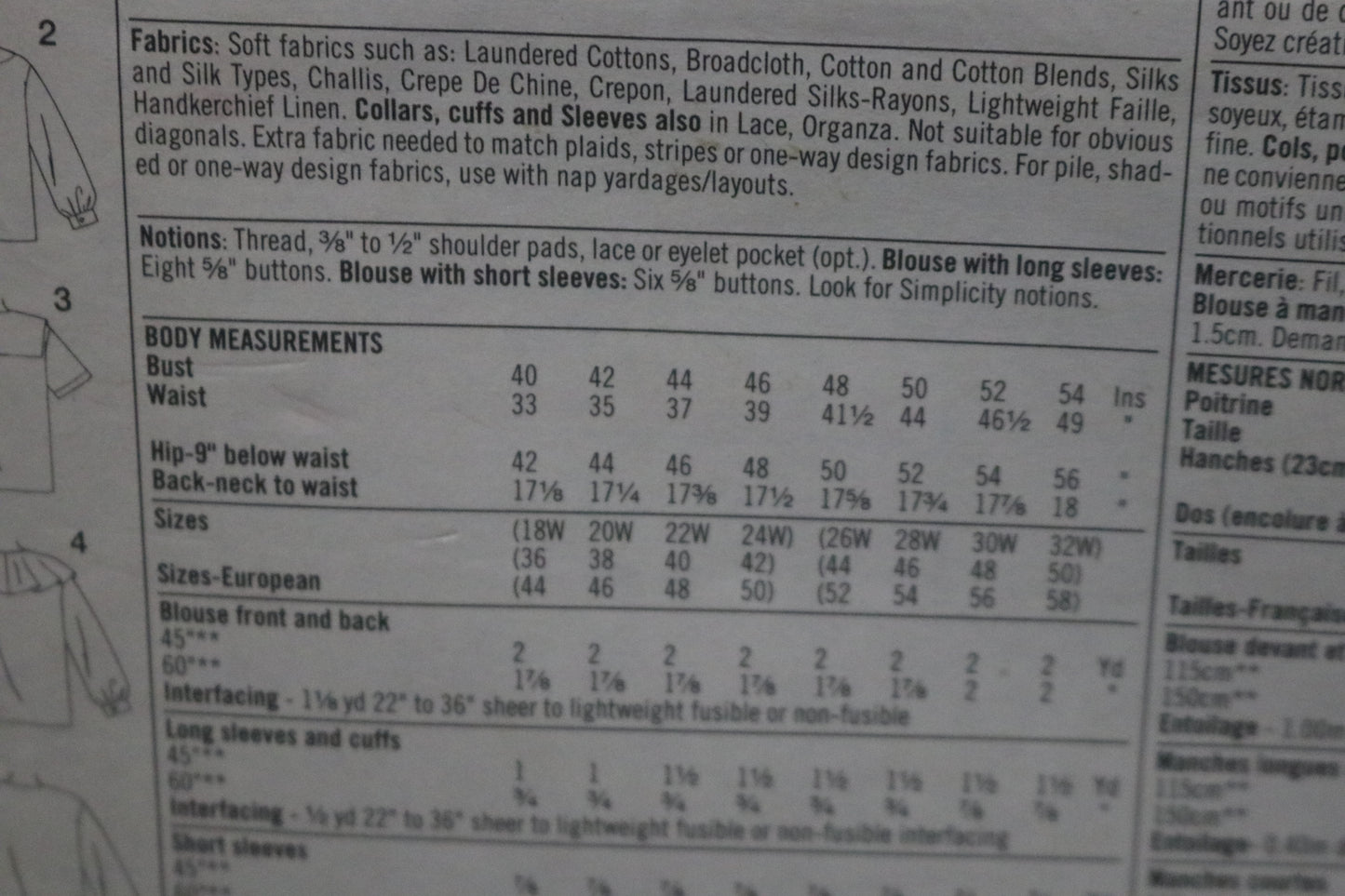 Simplicity 9318 Womens Blouse Sewing Pattern UNCUT - Size 18W - 24W