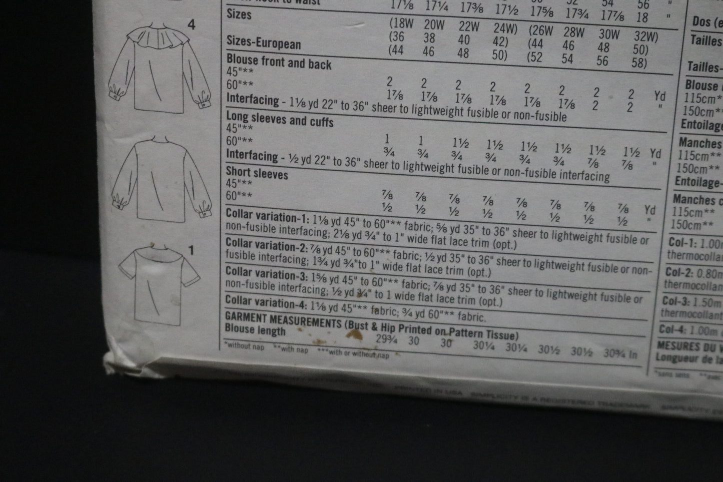 Simplicity 9318 Womens Blouse Sewing Pattern UNCUT - Size 18W - 24W