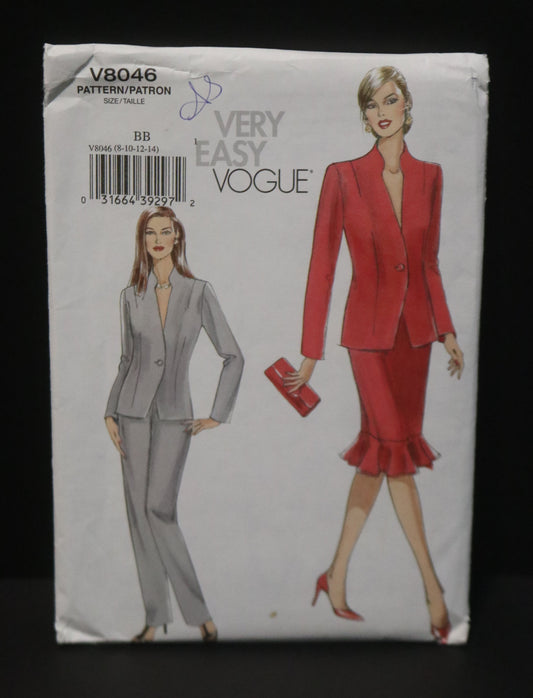 Vogue 8046 Misses / Misses Petite Jacket Skirt and Pants Sewing Pattern - UNCUT - Size 8 10 12 14