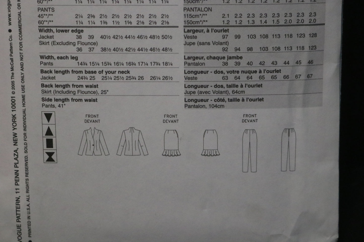 Vogue 8046 Misses / Misses Petite Jacket Skirt and Pants Sewing Pattern - UNCUT - Size 8 10 12 14