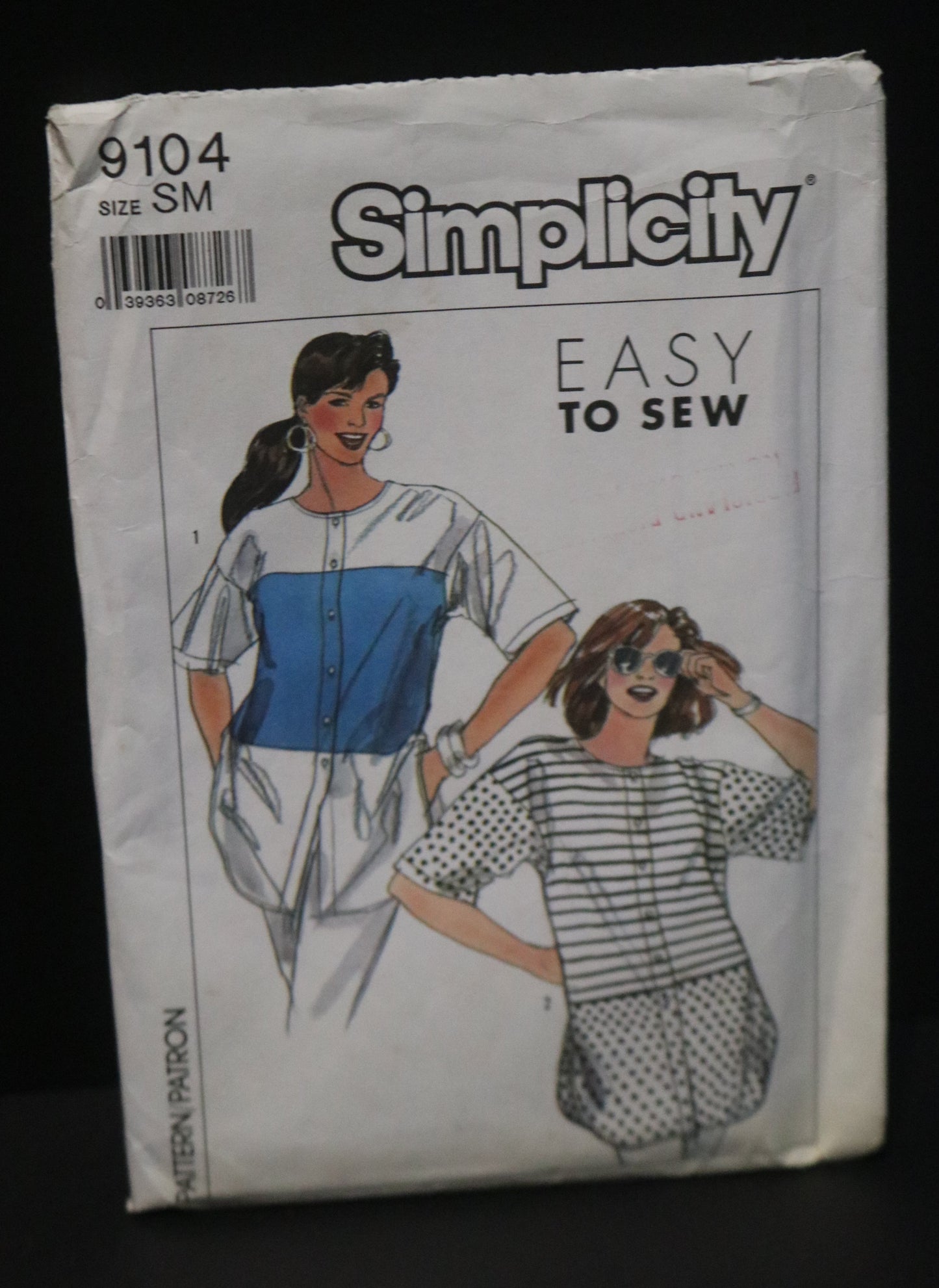 Simplicity 9104  Misses Shirt Sewing Pattern UNCUT  Size Small