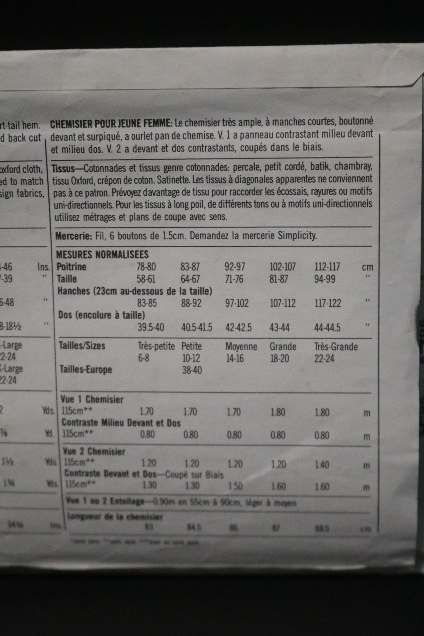 Simplicity 9104  Misses Shirt Sewing Pattern UNCUT  Size Small