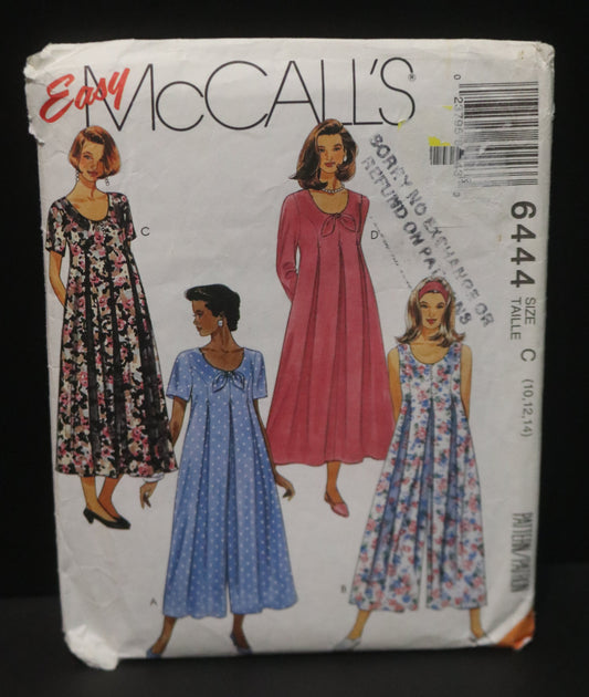 McCalls 6444 Maternity Jumper Jumpsuit and Dress Sewing Pattern UNCUT Size 10 12 14