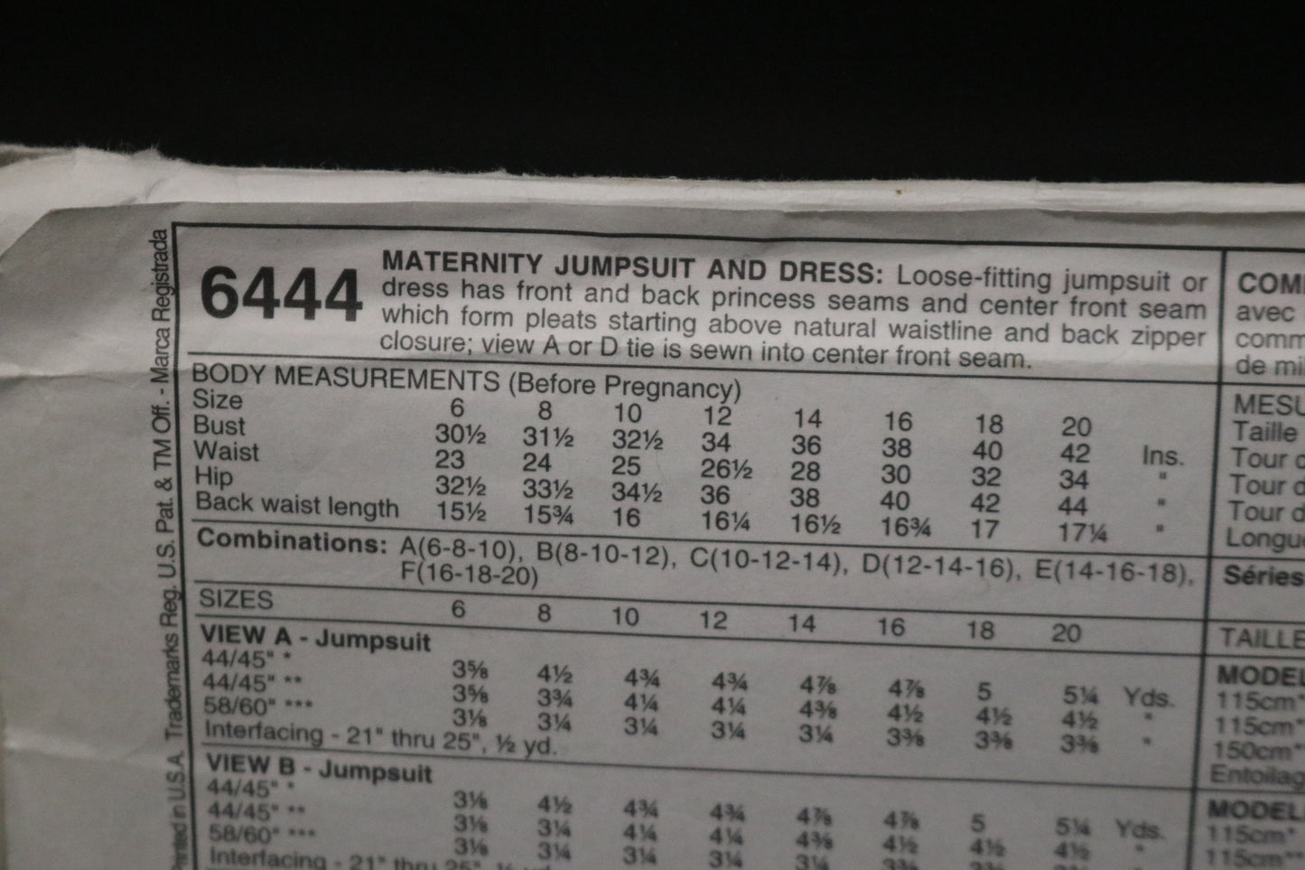 McCalls 6444 Maternity Jumper Jumpsuit and Dress Sewing Pattern UNCUT Size 10 12 14