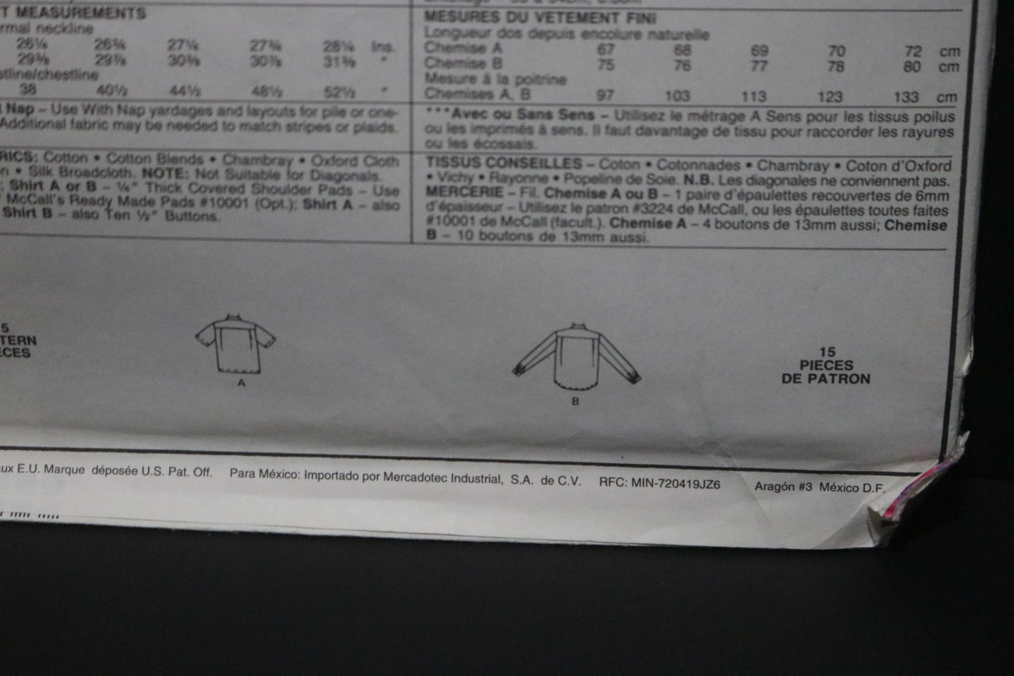 McCalls 5781 Misses Mens or Teen Boys Shirt Sewing Pattern UNCUT - Size XS ( 30 1/2, 31 1/2)