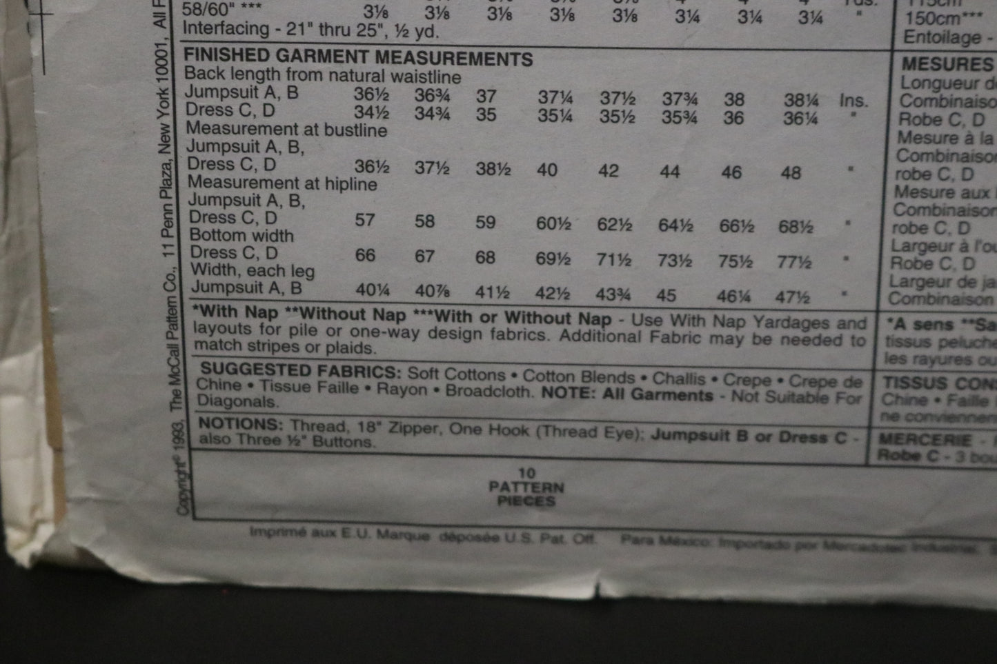 McCalls 6444 Maternity Jumper Jumpsuit and Dress Sewing Pattern UNCUT Size 10 12 14