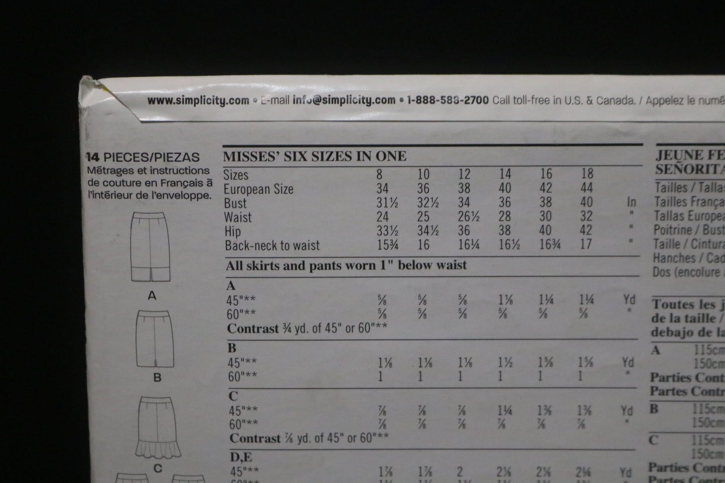 New Look 6155 Misses Pants and Skirt Sewing Pattern - UNCUT - Size 8 - 18