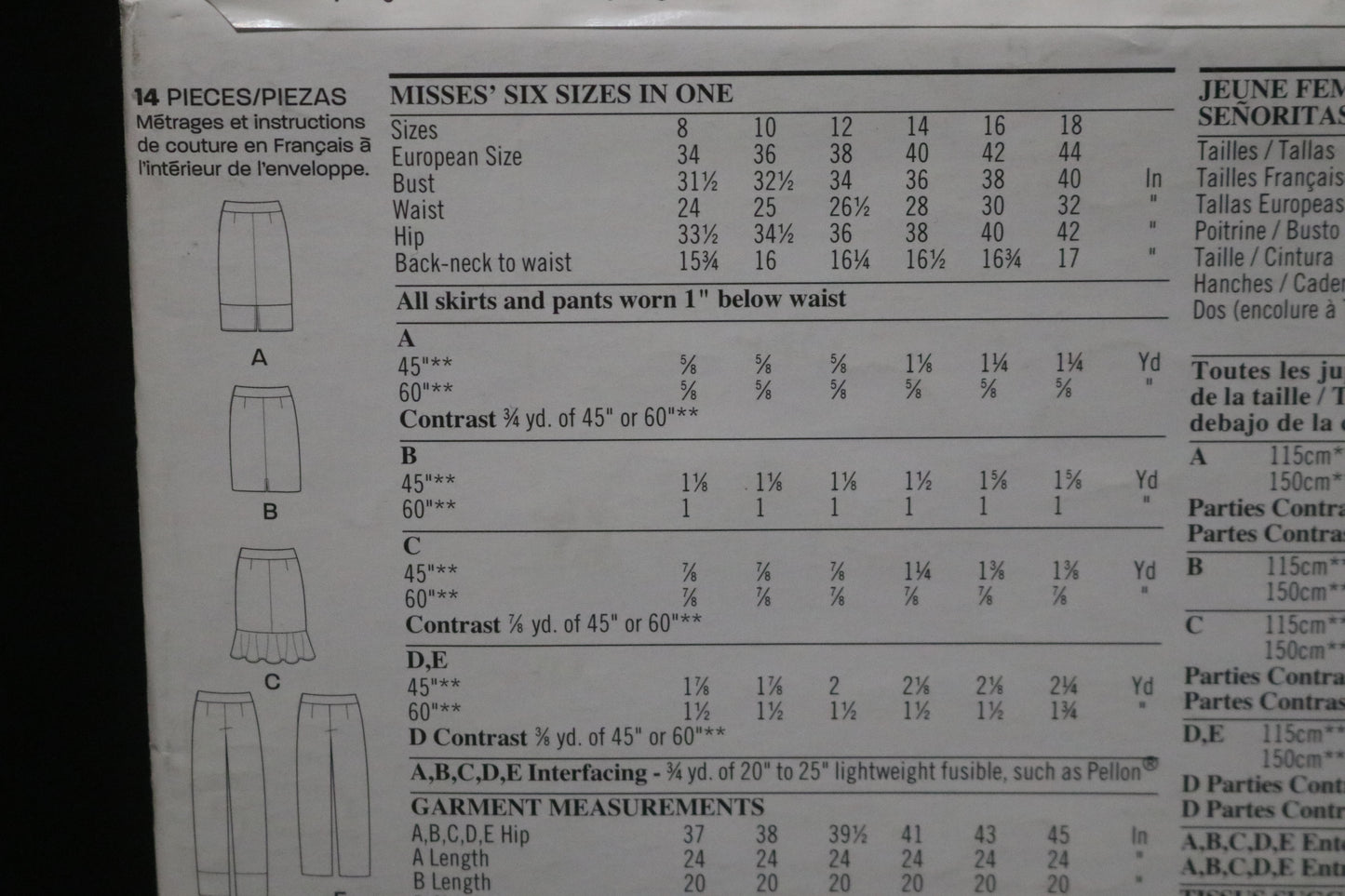 New Look 6155 Misses Pants and Skirt Sewing Pattern - UNCUT - Size 8 - 18