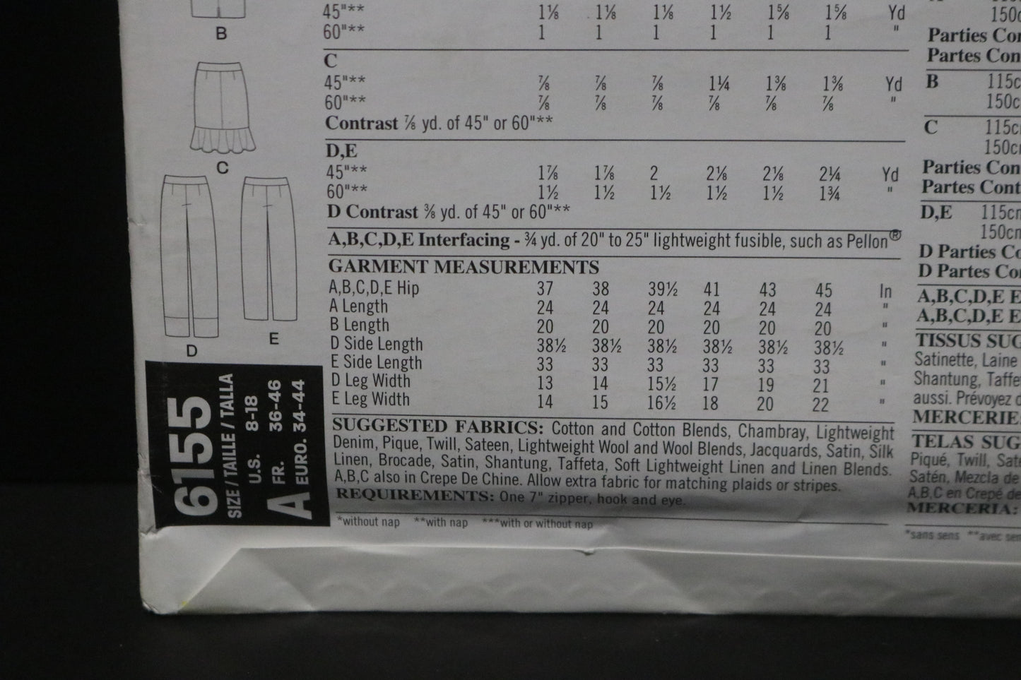 New Look 6155 Misses Pants and Skirt Sewing Pattern - UNCUT - Size 8 - 18