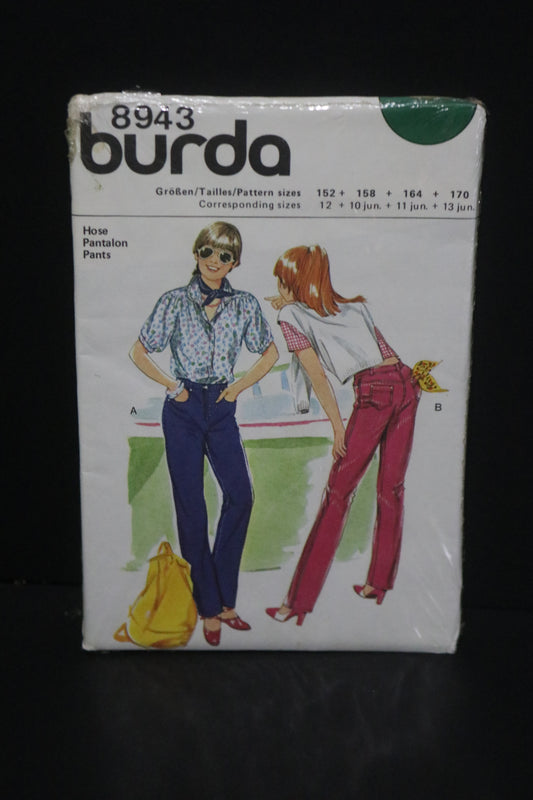 Burda 8943 Girls Junior Girls Jeans Sewing Pattern - UNCUT Size 12 10 jun 11jun 13jun