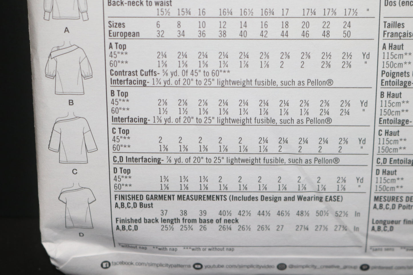 Simplicity 8693 Misses One Shoulder Tops Sewing Pattern - UNCUT - Size 6 8 10 12 14