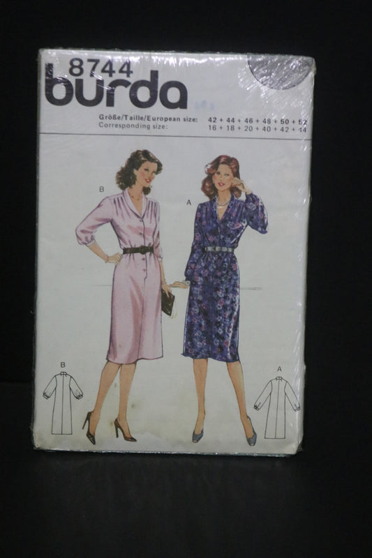 Burda 8744 Misses Dress Sewing Pattern - UNCUT - Size 16 18 20 40 42 44