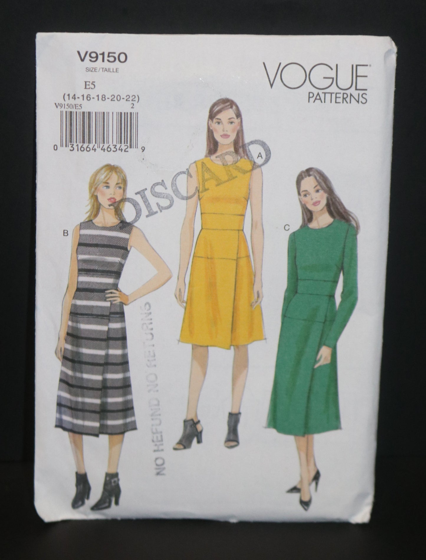 Vogue 9150 Misses Dress Sewing Pattern - UNCUT - Size 14 16 18 20 22