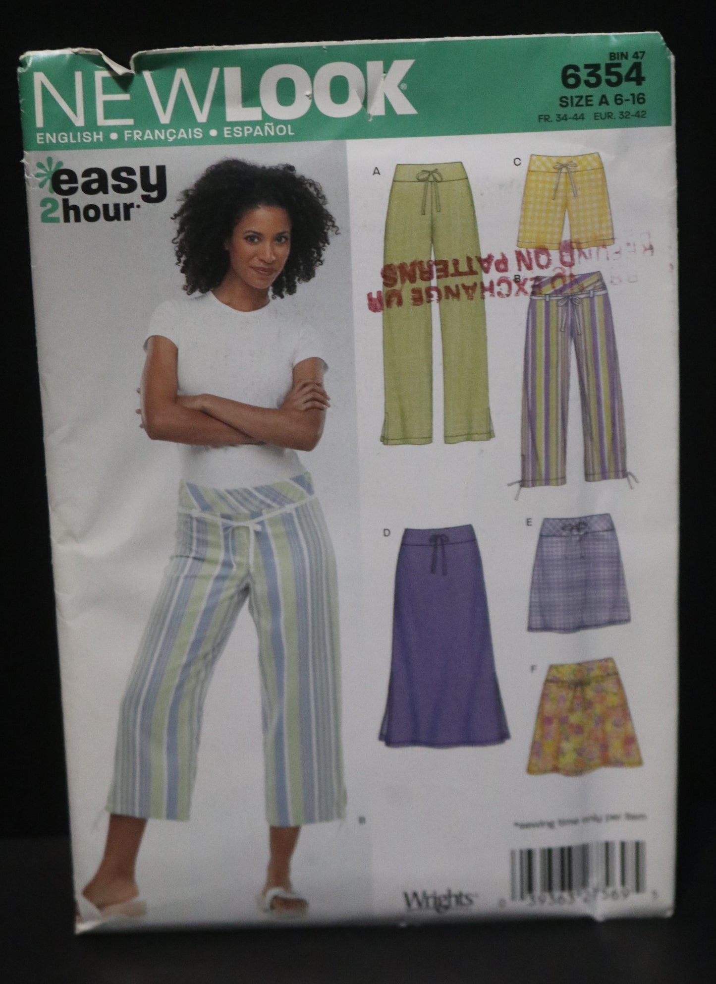 New Look 6354 Misses Skirt Pants and Capris Sewing Pattern - UNCUT - Size 6 - 16