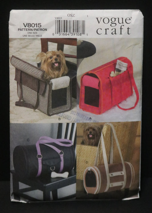 Vogue 8015 pet Carriers Sewing Pattern UNCUT