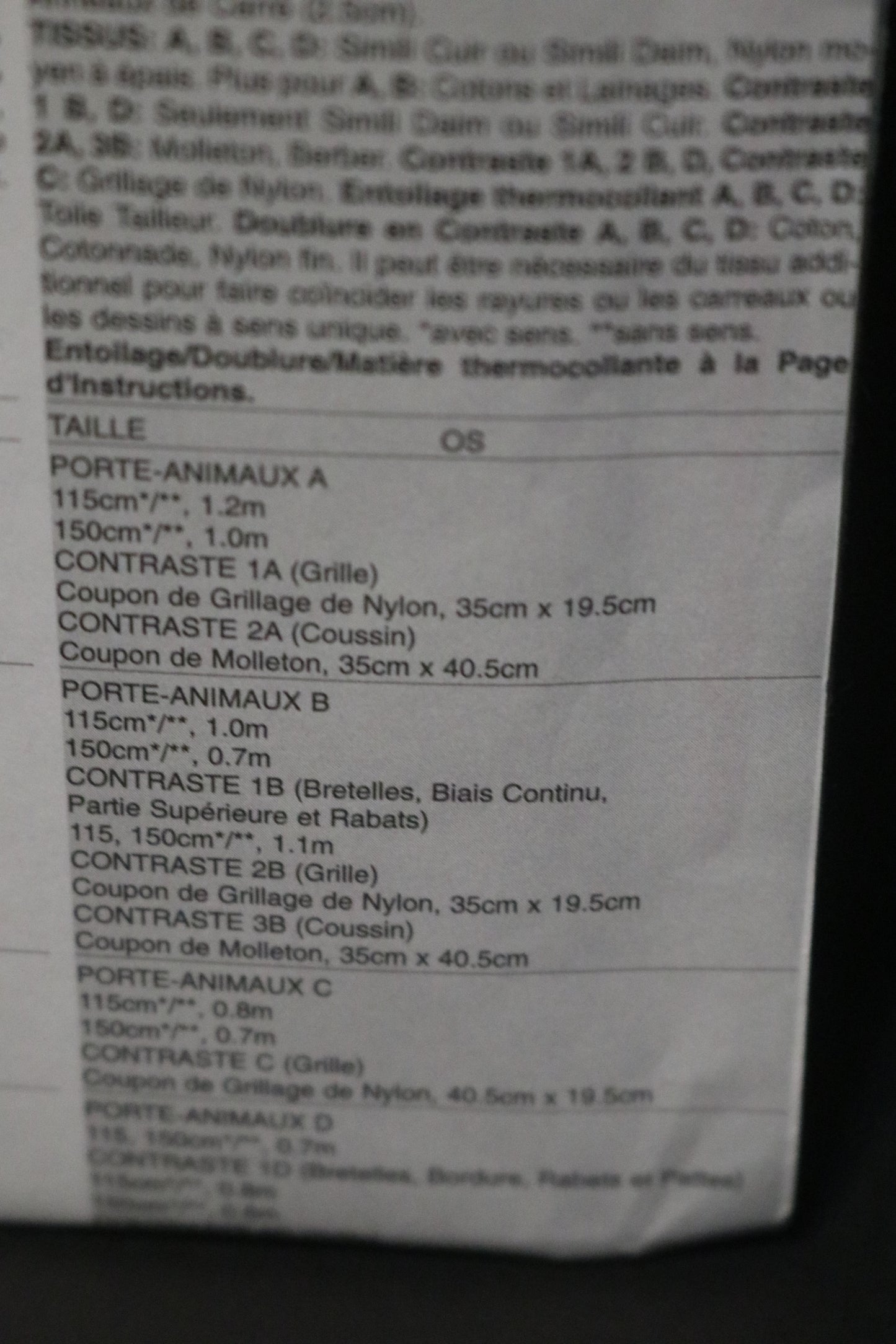 Vogue 8015 pet Carriers Sewing Pattern UNCUT