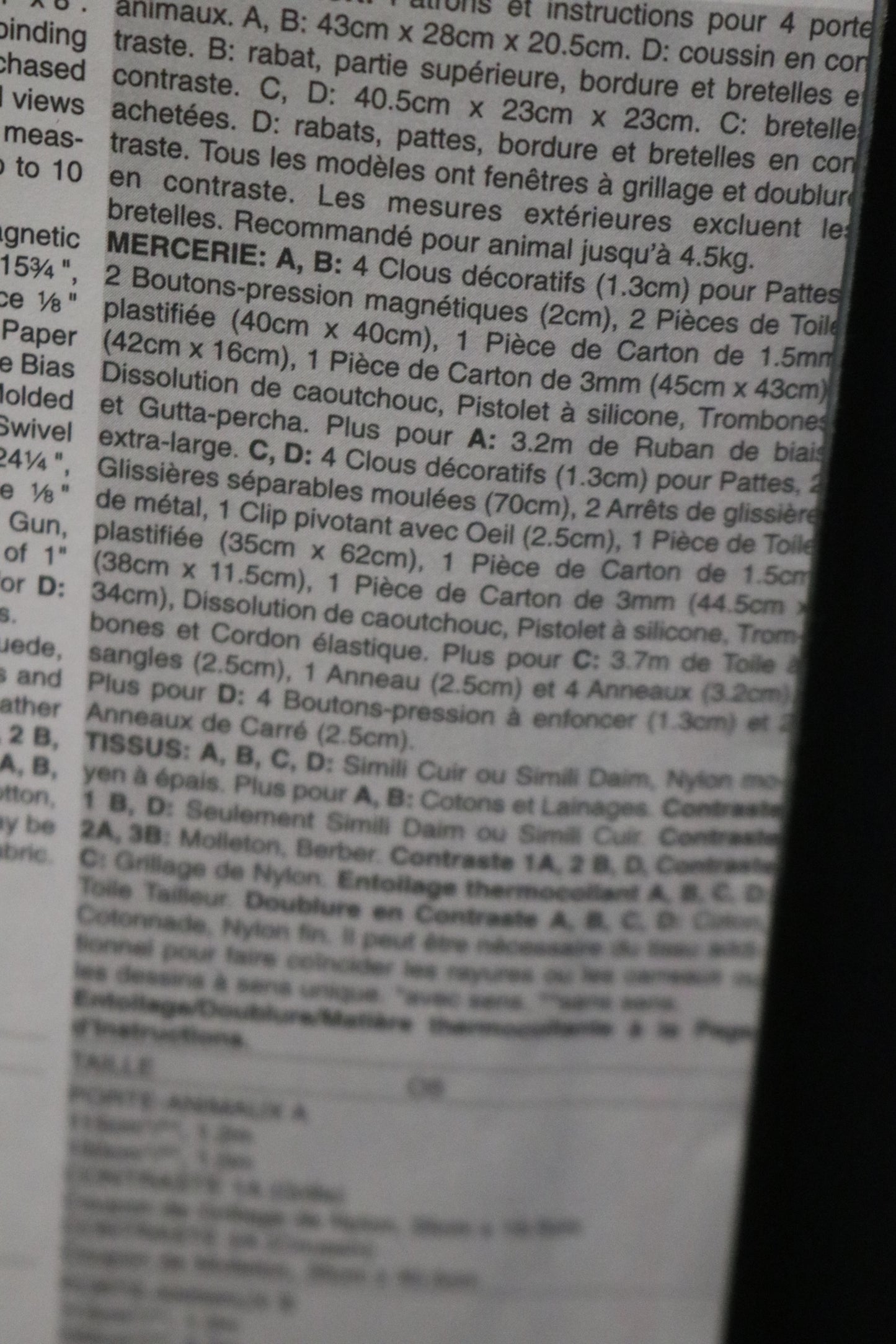 Vogue 8015 pet Carriers Sewing Pattern UNCUT