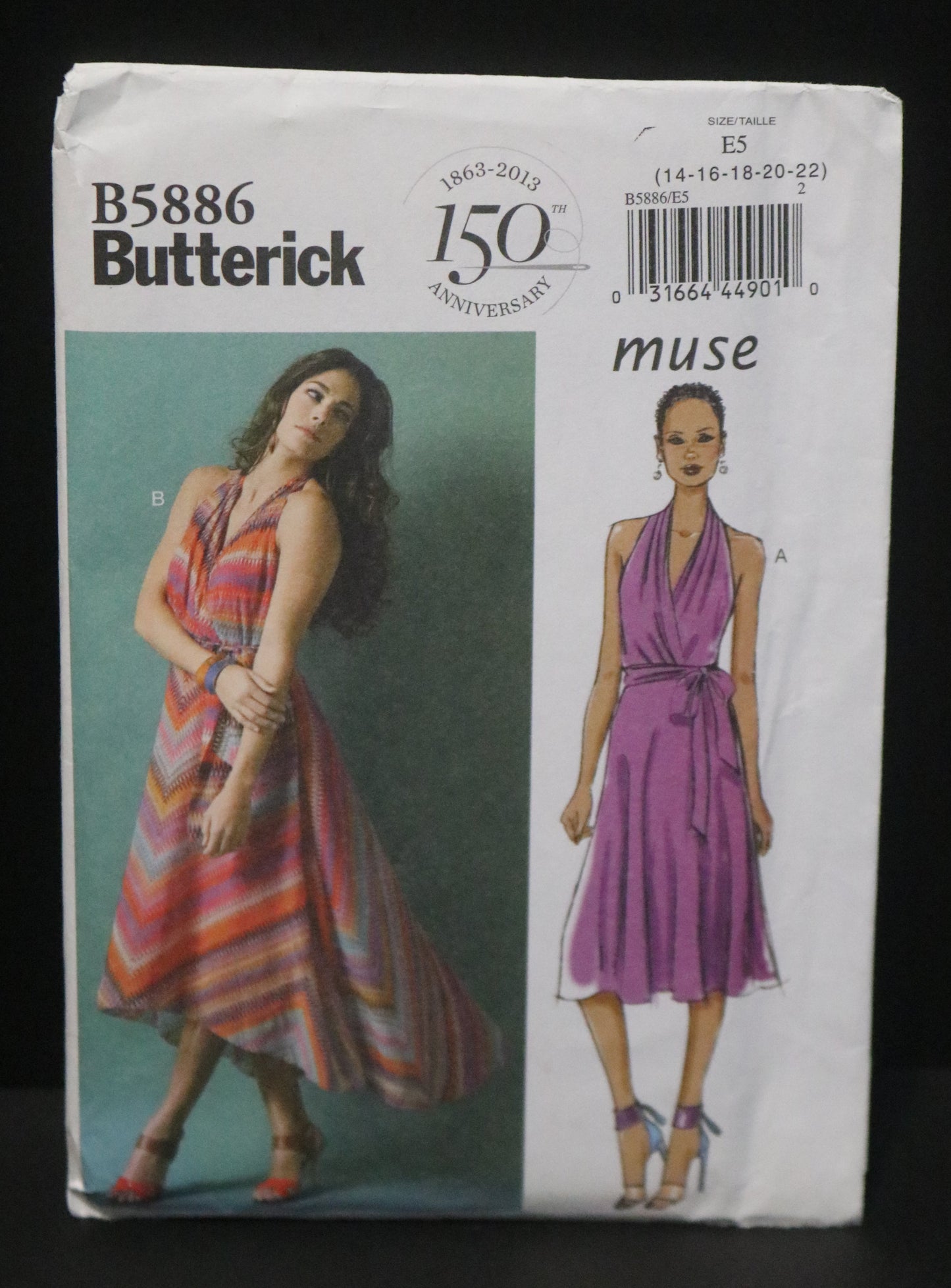Butterick 5886 Misses Dress and Belt Sewing Pattern - UNCUT - Size 6 8 10 12 14 or Size 14 16 18 20 22