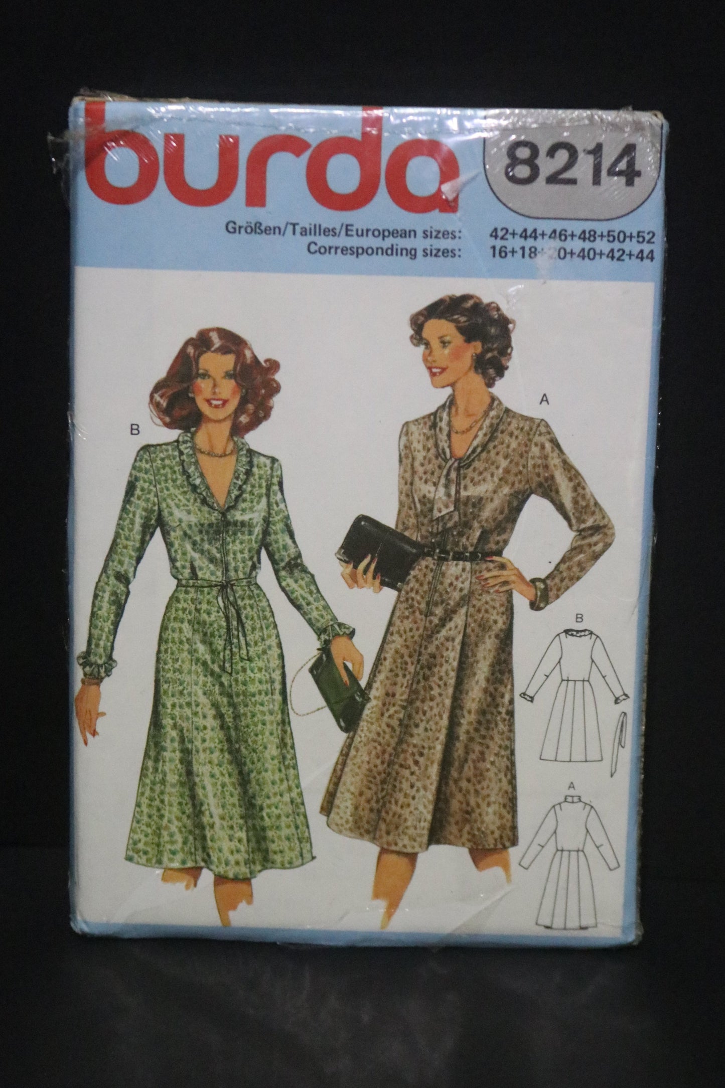 Burda 8214 Misses Dress Sewing Pattern - UNCUT - Size 16 18 20 40 42 44