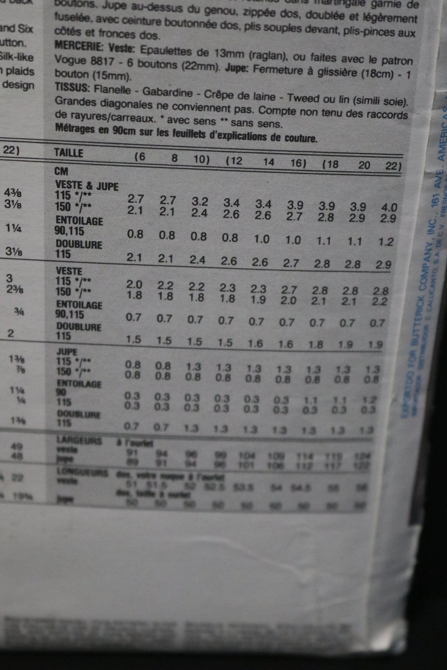 Vogue 1018 Emanuel Ungaro Misses Jacket and Skirt Sewing - UNCUT -  Size 6 8 10