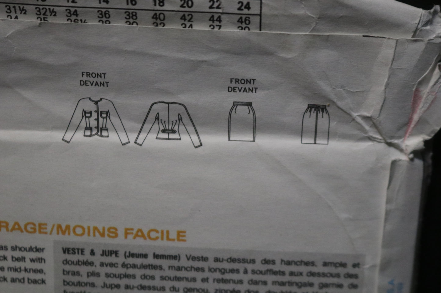 Vogue 1018 Emanuel Ungaro Misses Jacket and Skirt Sewing - UNCUT -  Size 6 8 10