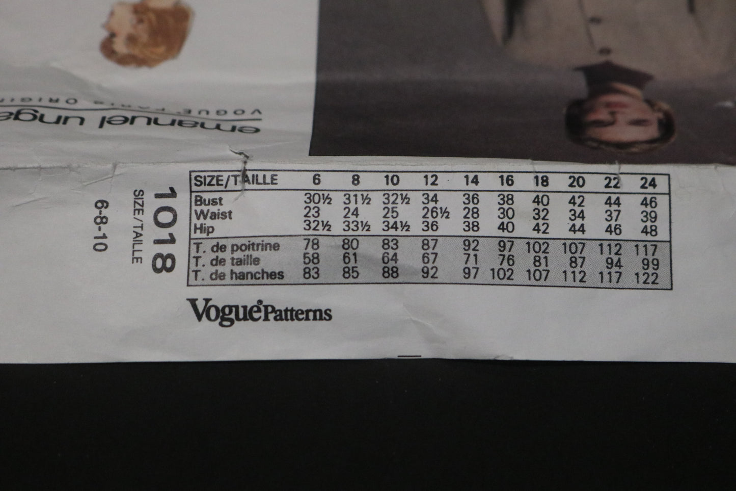 Vogue 1018 Emanuel Ungaro Misses Jacket and Skirt Sewing - UNCUT -  Size 6 8 10