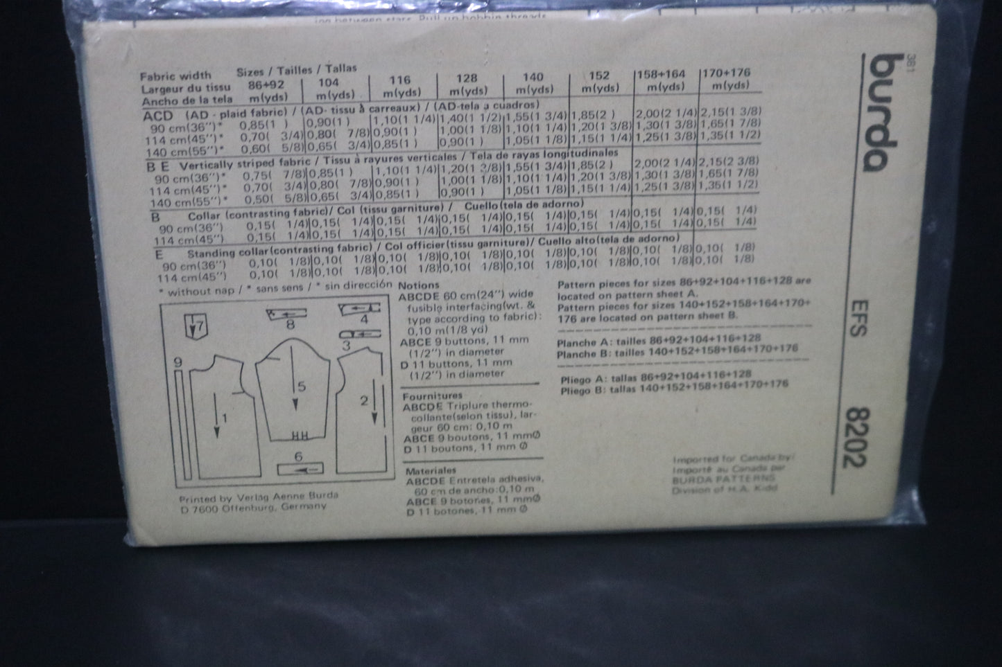 Burda 8202 Boys Shirt with Collar Variation  Sewing Pattern UNCUT Size 2 3 4 6 8 10 12/14 14 16 18 20