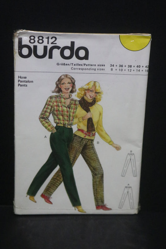 Burda 8812 Misses Pants Sewing Pattern - UNCUT Size 8 10 12 14 16