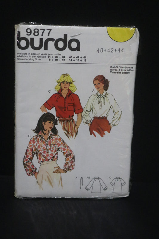 Burda 9877 Misses Blouse Sewing Pattern UNCUT Size  14 16 18