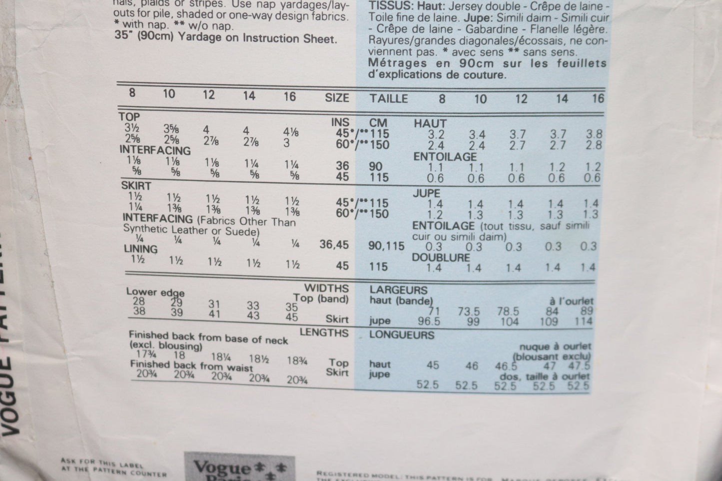 Vogue 2151 Emanuel Ungaro Misses Top and Skirt Sewing - UNCUT -  Size 10
