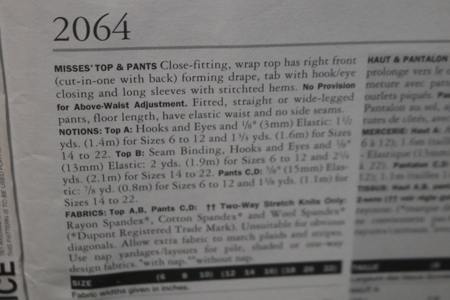 Donna Karan DKNY Misses Top and Pants Sewing Pattern - UNCUT -  Size 18 20 22
