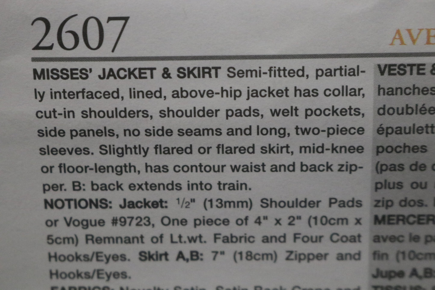 Vogue 2607 Guy Laroche Misses Jacket and Pants Sewing Pattern - UNCUT -  Size 6 8 10