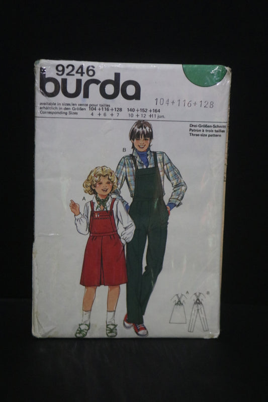 Burda 9246 Girls Overalls or Jumper Sewing Pattern - UNCUT Size 4 6 7